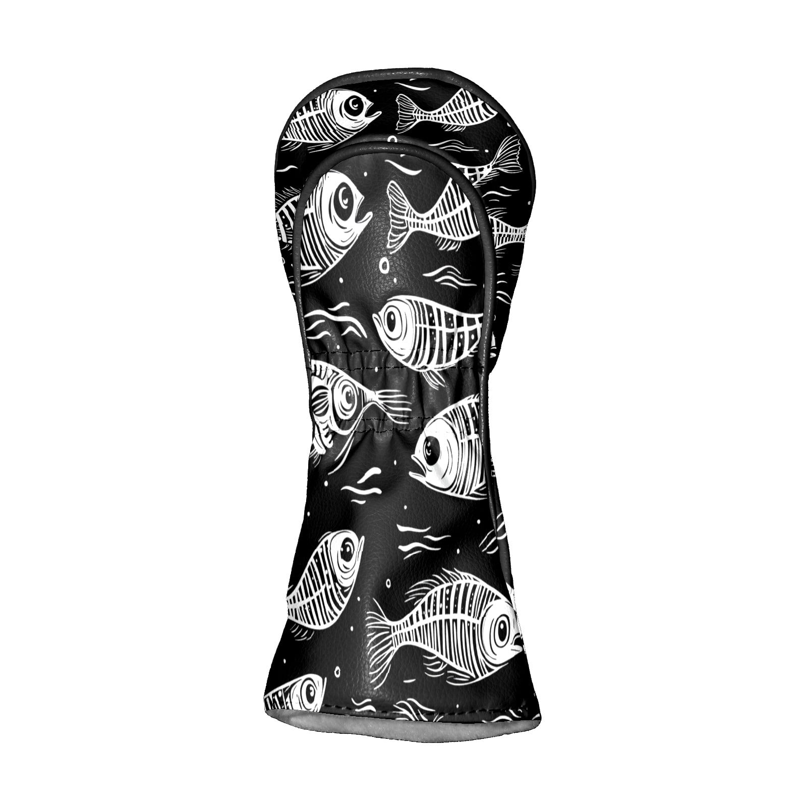 Golf Club Covers PU Leather Waterproof Head Covers for Fairway Woods Hybrids Fish Bones