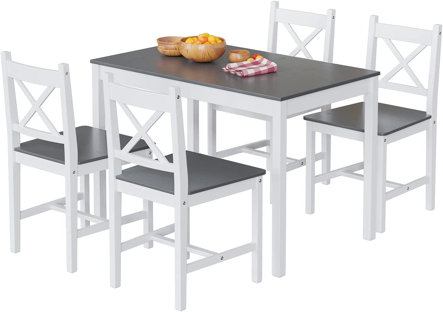 Alohappy 5 Piece Kitchen Table Set for Dining Room, Modern Rectangular Dining Table with 4