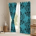 thumbnail image 3 of jejeloiu Damask Victorian Flower Black Out Curtains,Halloween Skleleton Curtains Pack of 2 (42x63 Each),Cyan Black Bedroom Curtains For Men Women,Lightweight Room Decorative, 3 of 6