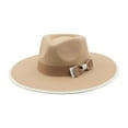 thumbnail image 1 of Sombrero de jazz para mujer, Fedora para adultos y niñas,Fiesta temática Festival Carnavales Versátil,Sombrero Fedora de ala grande de Caqui, 1 of 8