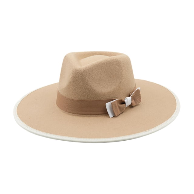 Sombrero de jazz para mujer, Fedora para adultos y niñas,Fiesta temática Festival Carnavales Versátil,Sombrero Fedora de ala grande de Caqui