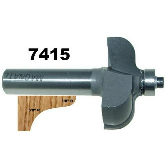 Magnate 7415 Door Lip ( Finger Pull ) Router Bit - 1-3/4" Overall Diameter, 11/16" Cutting Length, 1/2" Small Diameter, 1/8" & 3/8" Radius