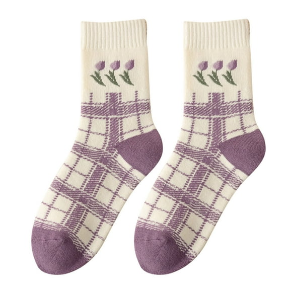 ZPYESWOW christmas stockings Diabetic Socks Purple Thick Socks Women Middle Tube Socks Autumn and Winter Plus Velvet Thick Warm Cotton Towel Socks Thigh High Socks personalized christmas stockings