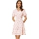 thumbnail image 1 of Vestido floral con volantes para mujer, cuello en V, manga corta abullonada, mini vestido escalonado blanco L, 1 of 6