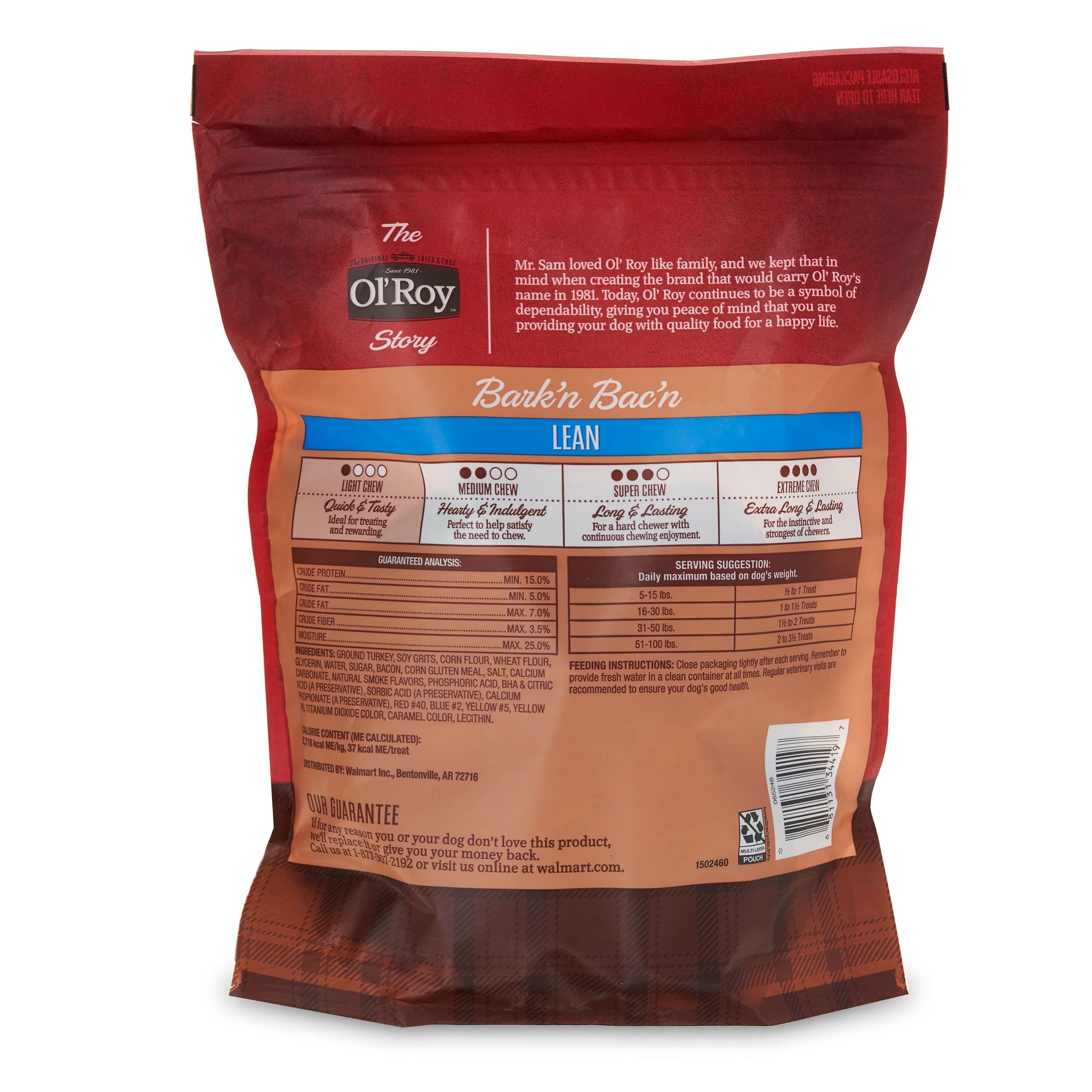 (4 pack) Ol' Roy Bark'n Bac'n Dog Treats, Lean, 25 oz
