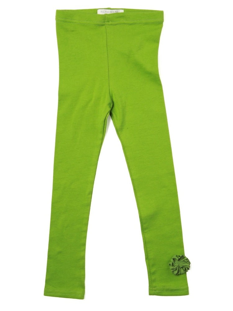 Little Girls Lime Green Ruffle Accent Stretch Pants 3 - Walmart.com
