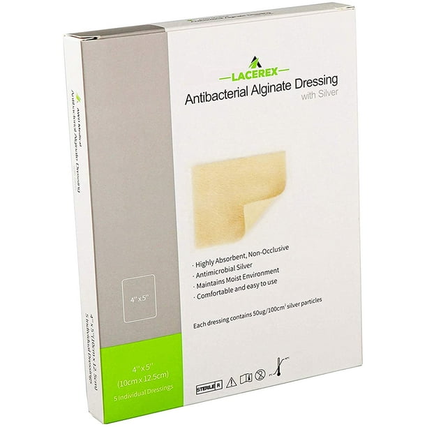 Silver Calcium Alginate Dressing 4"x5" for Wound Care Antimicrobial