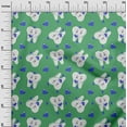 thumbnail image 3 of oneOone Velvet Green Fabric Asian Kawaii Rabbit Sewing Material Print Fabric By The Yard 58 Inch Wide, 3 of 4