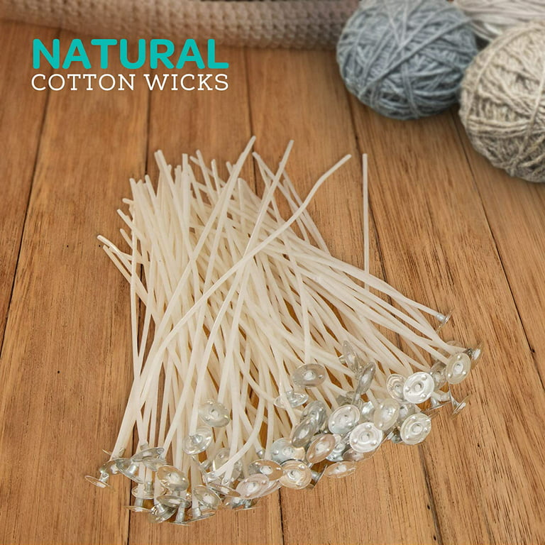 Candle Wicks, Low Smoke and Natural 6 Pre-Waxed & 100% Natural Cotton  Core, for Candle Making, Candle Making - 6/15cm Long（100 Pieces）