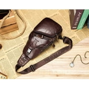 BULLCAPTAIN Leather Men Sling Bag Casual Crossbody Chest Bags Travel Daypack