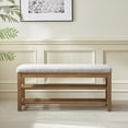 thumbnail image 6 of VKNOW Entryway Bench, 44.3” Upholstered Shoe Bench for Bedroom, 2-Tier Storage End of Bed Bench with Rubberwood Legs for Living Room, Hallway, Beige, 6 of 7