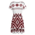 thumbnail image 4 of Bohemian Style Embroidery Dress Fashion Beach Short Sleeve Dresses Female Party Printed Sundress, 4 of 7