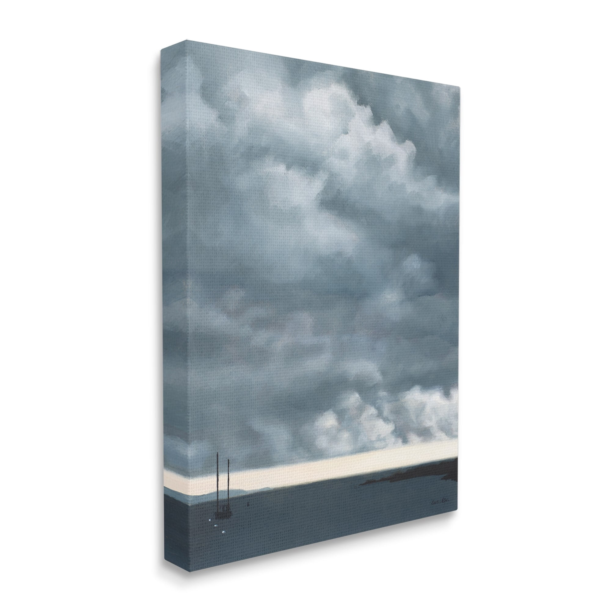 Stupell Industries Heavy Overcast Clouds Looming Ocean Water Boat Canvas Wall Art, 30 x 40, Design by Jen Eitel