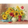 thumbnail image 2 of Krueger, E. 18x14 White Modern Wood Framed Museum Art Print Titled - POPPIES AND SUNFLOWERS, 2 of 4