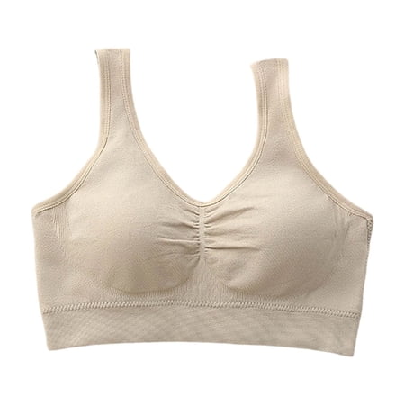 LNWUY Women s Lightweight Comfort Breathable Wide Shoulder Back Bra Fixed Cup Underwear Tank Top Bra Yellow Free Size