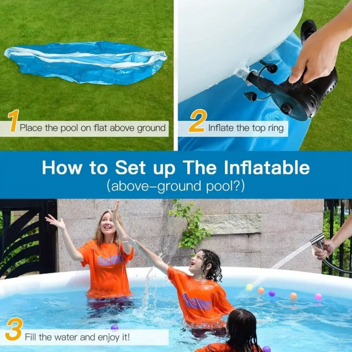 Chiccushion Outdoor Swimming Pool Butterfly Coil Mesh Inflatable Build for Patio Garden Backyard