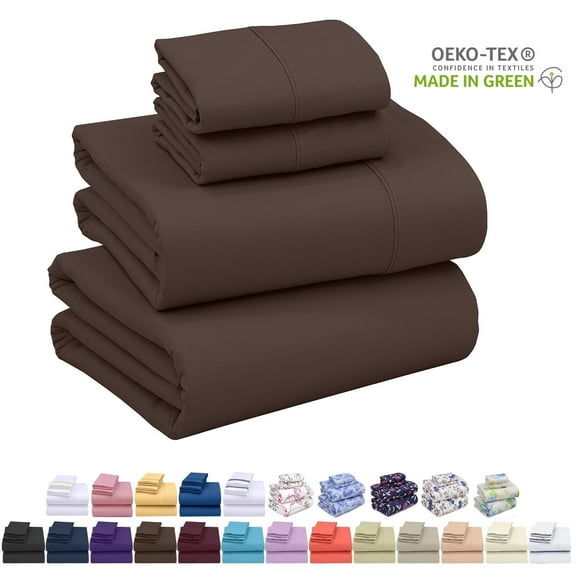 Ruvanti King Size Sheets Set - Luxurious Silky Soft Microfiber Bedding - Cozy & Comfy - 15 Inch Deep Pocket (Fits up to 17") Hotel Bed Sheets - 4 Pcs - Brown