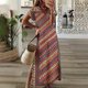 thumbnail image 2 of Vestidos para mujer, moda, cuello en V, vestido largo diario, manga corta, falda de mujer, estilo bohemio, vestidos con abertura, ropa de verano para mujer, 2 of 2