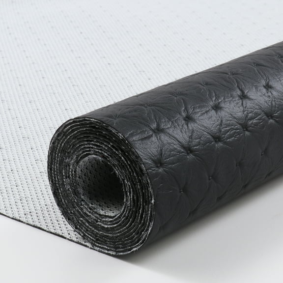 Faux Leather Sheet Vinyl Marine Upholstery Diamond Embossed Synthetic Leather Fabric Sewing Black