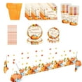 thumbnail image 2 of NWOKYZGH Fall Maple Leaf Pumpkin Thanksgiving Fall theme Disposable Paper Plates Tablecloth Paper Towel Party Set Decoration Supplies, 2 of 6