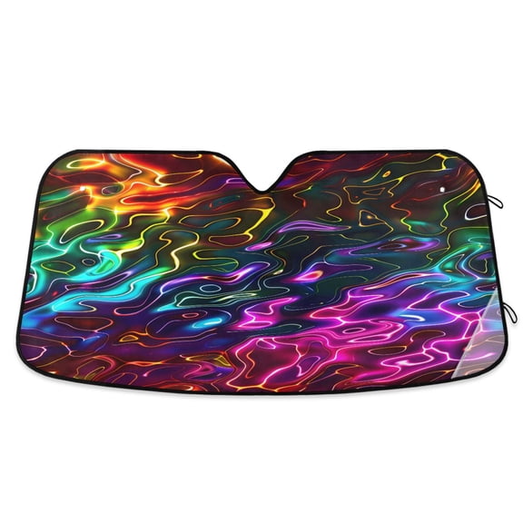 Neon Ripples Car Windshield Sun Shade Foldable Car Front Window Visor Heat and UV Protection 53x23.5