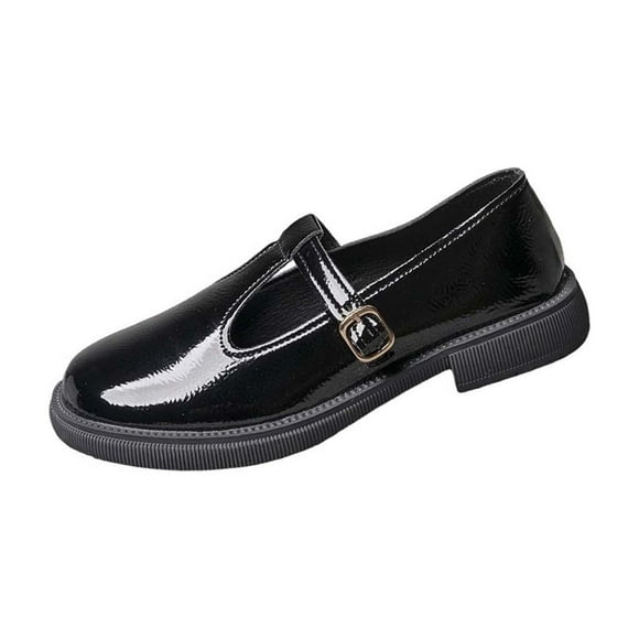 Flats Shoes Women, Casual Solid Color Breathable Round Toe Soft Sole Flat One-Strap Shoes, Women's Loafers