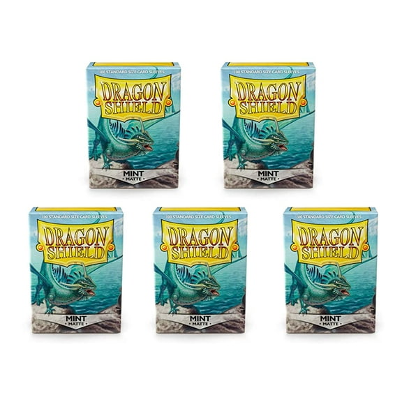 5 Packs Dragon Shield Matte Mint Standard Size 100 ct Card Sleeves Value Bundle!