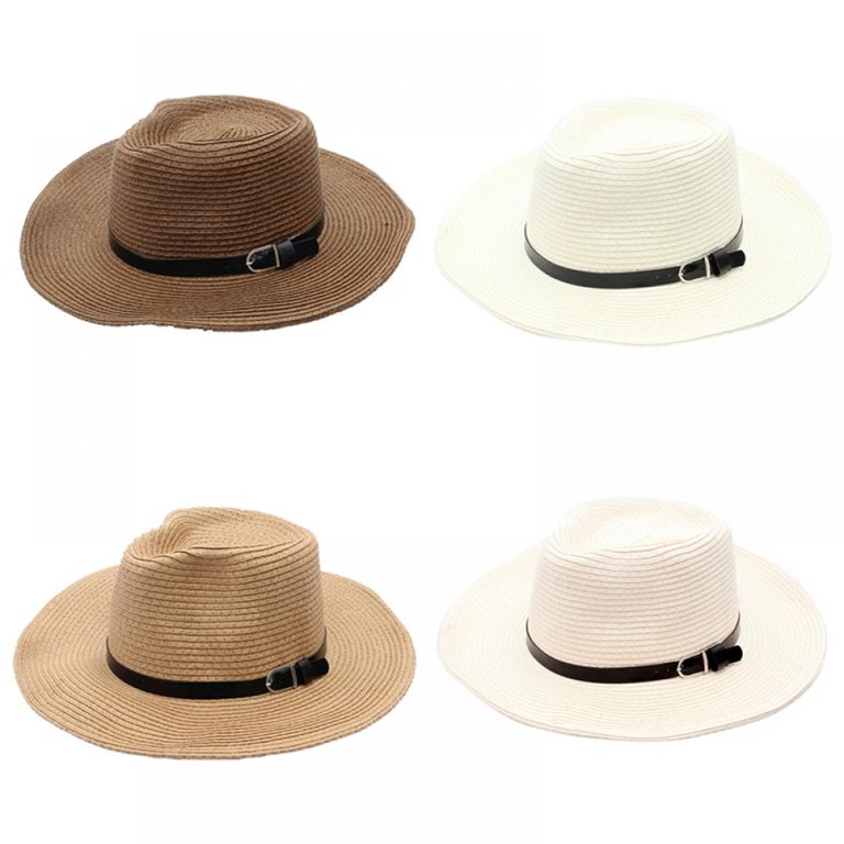 Men Wide Brim Straw Foldable Roll up Hat Summer Beach Sun Hat Big Hat  (Size:Fit for 20.5-22) 