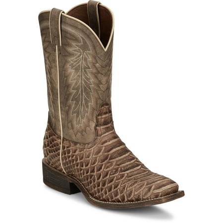 Nocona Men's Mescalero Rugged Snake Print Broad Square Toe Block Heel Western Mid-Calf Boots, Brown, Size 10 (D) - HR5604