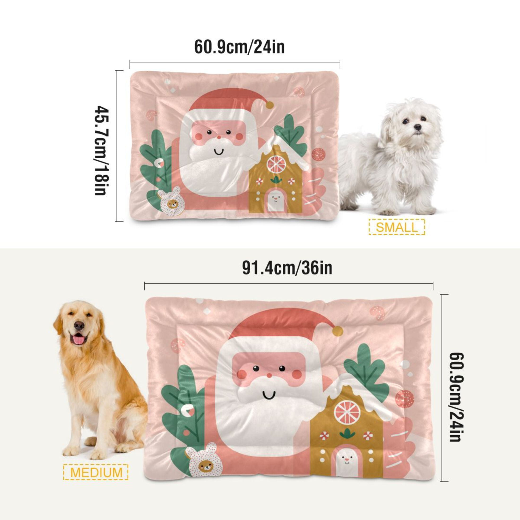 Cozy Mat Pet Bed Indoor Outdoor Warm Soft For Cat Dog Puppy(S/M) Christmas Theme