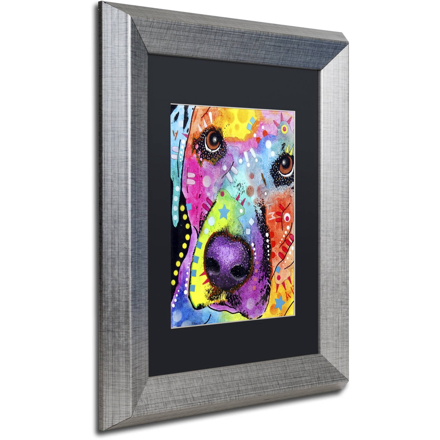 Trademark Fine Art "Closeup Labrador" Canvas Art by Dean Russo, Black Matte, Silver Frame