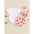 thumbnail image 4 of Bagilaanoe 2pcs Newborn Baby Girl Shorts Set Short Sleeve Letter Print Romper Tops + Ruffled Shorts + Headband 3M 6M 12M 18M Infant Casual Summer Clothes, 4 of 8