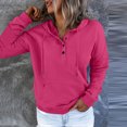 thumbnail image 3 of Baqcunre Womens Hoodies Women's Solid Color Fashion Casual Button Drawstring Pocket Long Sleeve Hooded Sweatshirt Womens Sweatshirts Womens Fall Tops Pink XL, 3 of 5