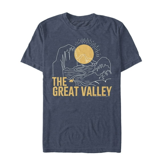 Men's The Land Before Time Great Valley Outline  Graphic Tee Navy Blue Heather X Large
