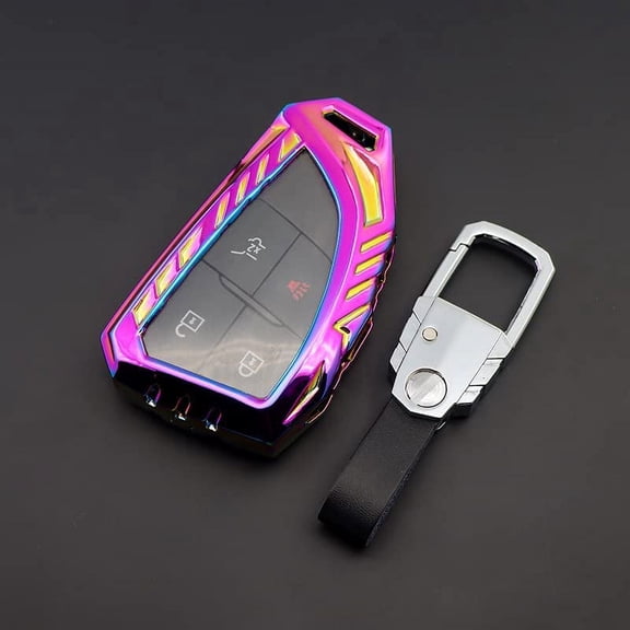 Key Case Holder Protector Keychain with Metal Cover for Buick Avenir Envision S 3 4 5 Button GMC Yukon Chevy Suburban Tahoe GMC Key Fob