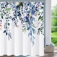 thumbnail image 2 of Shower Curtain Blue Green Eucalyptus Shower Curtains for Bathroom, Watercolor Leaf Shower Curtain Sets Waterproof Plant Shower Curtain Leaves Fabric Cloth Bathroom Curtains 72x72 inch with Hooks, 2 of 6