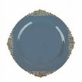BalsaCircle 10 Dusty Blue Round 10" Disposable Plastic Salad Dinner Plates Gold Embossed Baroque ...