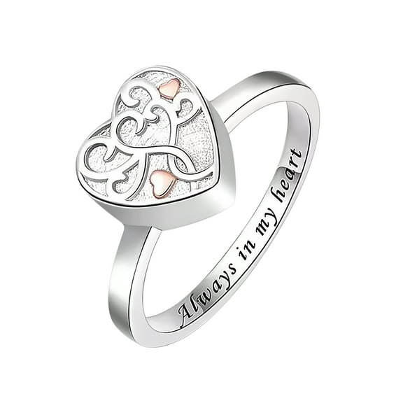 Always in My Heart Cremation Jewelry Urn Rings Hold Loved Ones Ashes - Tree of Life Urn Finger Rings Memorial Ashes Keepsake Jewelry Gifts for Women Men