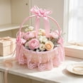 thumbnail image 6 of MERILER Faux Rattan Weave Flower Basket with Handle - Multi-Functional Storage Basket for Home Decor, Floral Display, Weddings, and Parties - Cute & Versatile Gift for Celebrations, 6 of 6