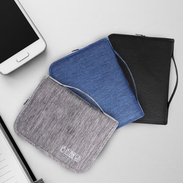 Fiudx Neceser Colgante, Organizador Grande para Maquillaje y Cosméticos, Diseño de Gancho Resistente, Almacenamiento Multicompartimento, Ideal para Viajes, para Baño o Dormitorio, Azul Marino/Gris/Ne