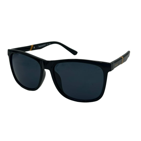 Timberland Sunglass Mens Shiny Black Rectangle Plastic, Smoke Lens TB7289. 1A