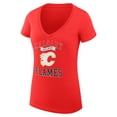 thumbnail image 2 of Women's G-III 4Her by Carl Banks Red Calgary Flames Super-Slim Fit Lightweight Team Logo Graphic V-Neck T-Shirt, 2 of 3
