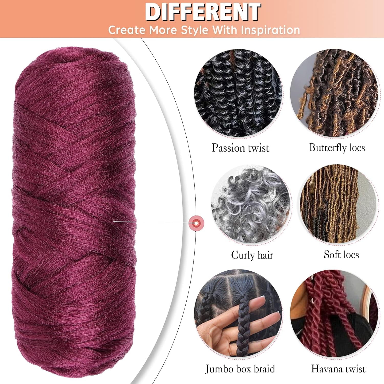 2/4/8 Rolls Brazilian Wool Hair for Braiding Acrylic Hand Knitting Wool Yarn for Soft Locs Crochet Hair Jumbo Braids Twist Braiding Hair Extensions