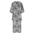 thumbnail image 3 of Pompotops 2PC Fashion Woman Print Long Sleeve Cardigan Blouse Tops +Loose Pants Sets Clearance, 3 of 5