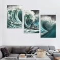 thumbnail image 4 of FUMJ  Large Canvas Wall Art Black and White Seascape Picture Abstract Teal Sea Wave Prints Beach Wall Decor for Living Room Bedroom 12''x16''X3 Panels, 4 of 4