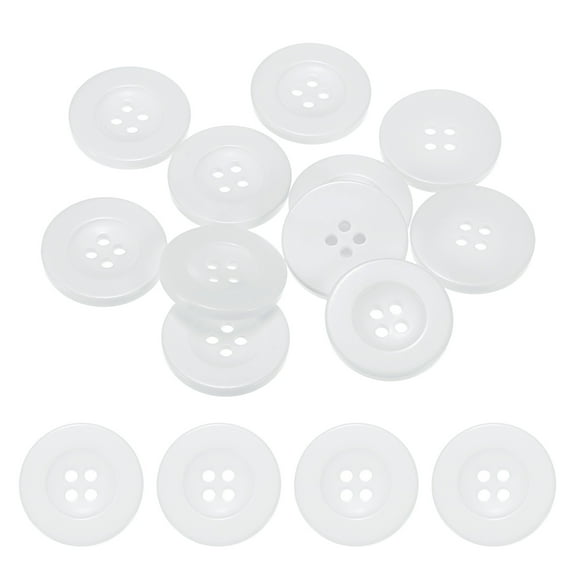 Uxcell Sewing Buttons [10pcs] - 1.2 Inch/ 30mm 48L Resin Round Flat 4-Hole Craft Replacement Buttons for Coats & Sewing Clothing & DIY - [White]