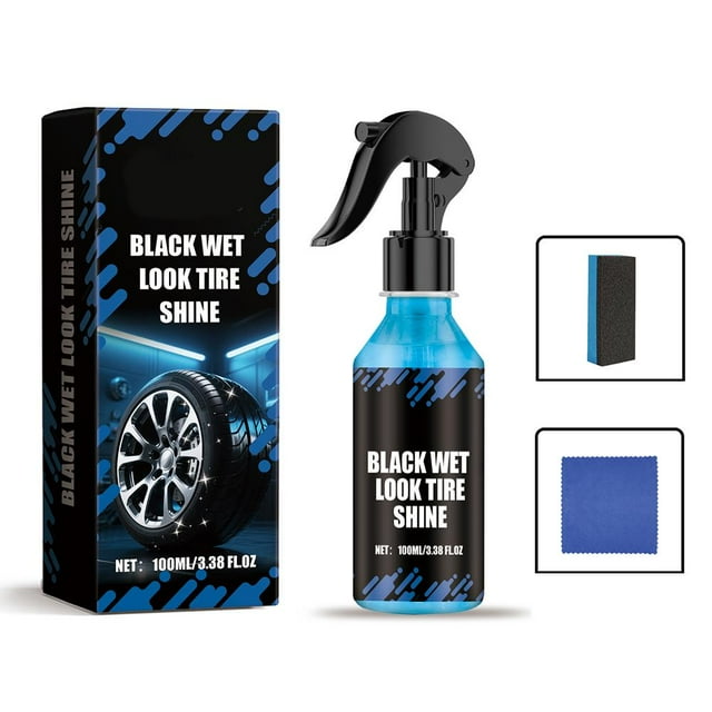 Deep Black Tire Shine Spray, Nano-Gloss Formula, Long-Lasting Dust Protection, Quick Drying, UV Resistant for Canadian Vehicles