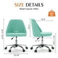 thumbnail image 2 of Armless Home Office Desk Chair with Wheels, Mid Back Fabric Upholstered Chair, Adjustable Swivel Task Computer Chair for Bedroom, Vanity and Small Spaces, Green, 2 of 8