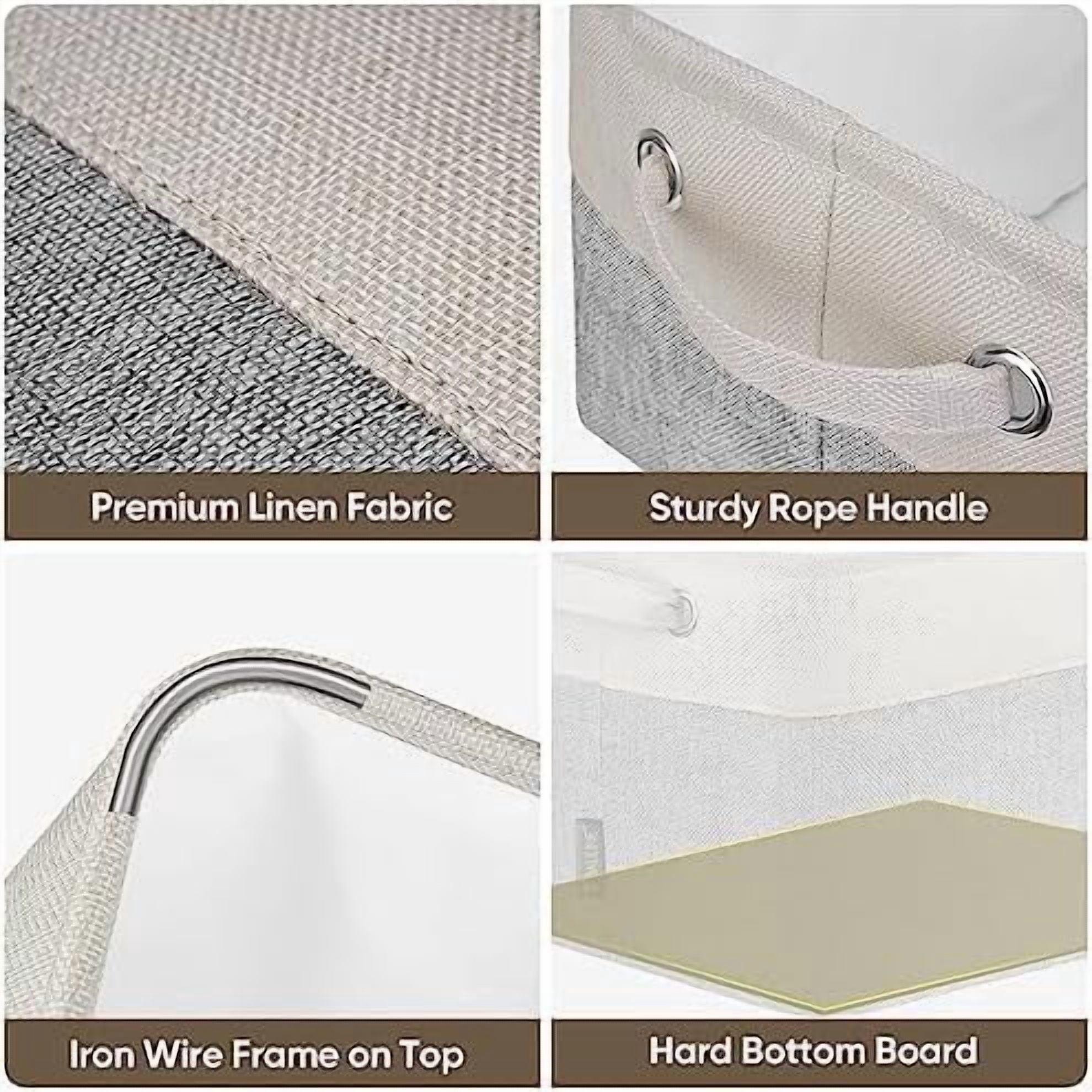 2 Pack Fabric Storage Bins for Shelves, Linen Storage Baskets for Organizing, Decorative Closet Bins for Clothes, Home (Grey, 12"x8"x8")
