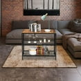 thumbnail image 3 of Wulawindy Wood Grain Sofa Table Rectangular Brown, Modern 3-Layer Console 40 X 13.8 X 31.5 Inches, 3 of 7